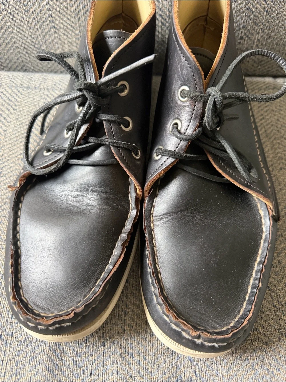 Quoddy Men’s Black Boat Moc Toe High Top Moccasin Shoes Size: 10
